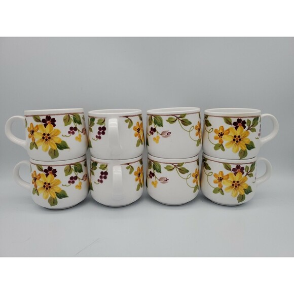 Berredin Noritake Progression China  Japan Coffee Set 8 Cups, Cream & Sugar NICE - Picture 3 of 12